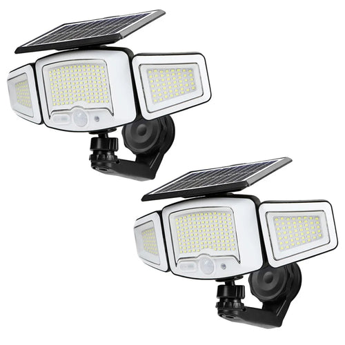 P74 2Pcs Solar Motion Sensor Magnetic Wall Light Dual Charging 3-Head 231-LED Outdoor Wall Lamp - 1