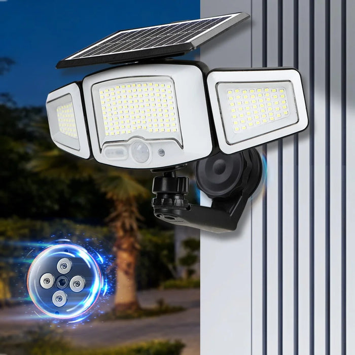 P74 2Pcs Solar Motion Sensor Magnetic Wall Light Dual Charging 3-Head 231-LED Outdoor Wall Lamp - 2
