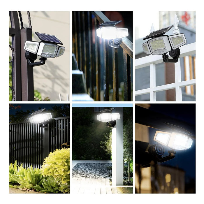 P74 2Pcs Solar Motion Sensor Magnetic Wall Light Dual Charging 3-Head 231-LED Outdoor Wall Lamp - 6