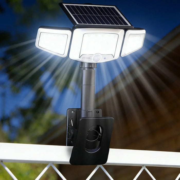 P73 Solar PIR Motion Sensor LED Light 3-Head Adjustable Clamp-On Dual Charging Garden Outdoor Lamp - 2