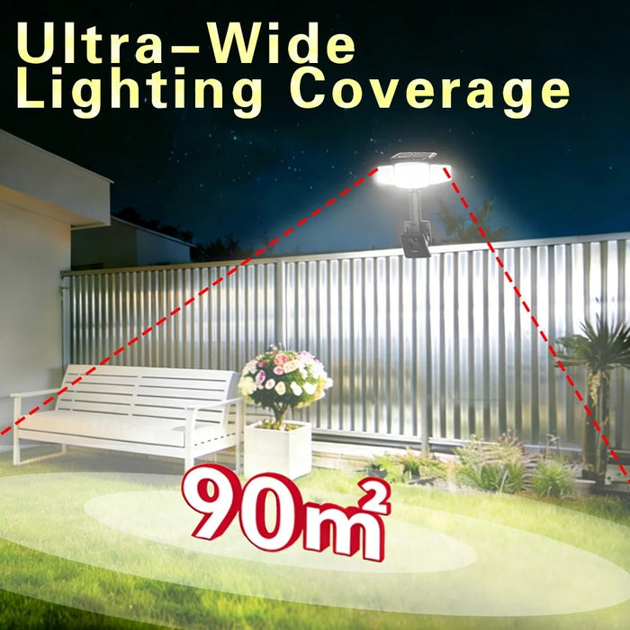 P73 2Pcs Solar PIR Motion Sensor LED Light 3-Head Adjustable Clamp-On Dual Charging Garden Outdoor Lamp - 5