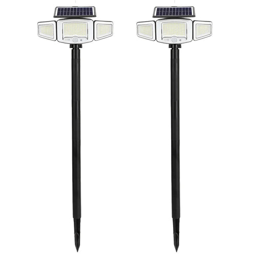 P75 2Pcs Solar LED Ground Spike Lights 3-Head Motion Sensor IP65 Waterproof Outdoor Garden Spotlight - 1