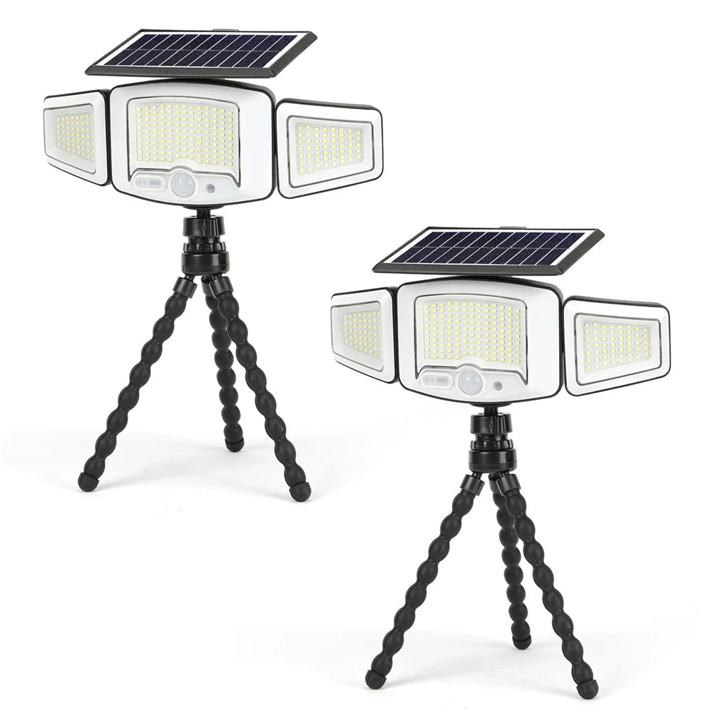 P72 2Pcs Solar Powered 3-Head LED Light PIR Motion Sensor Flexible Octopus Tripod Outdoor Lamp for Garden - 1