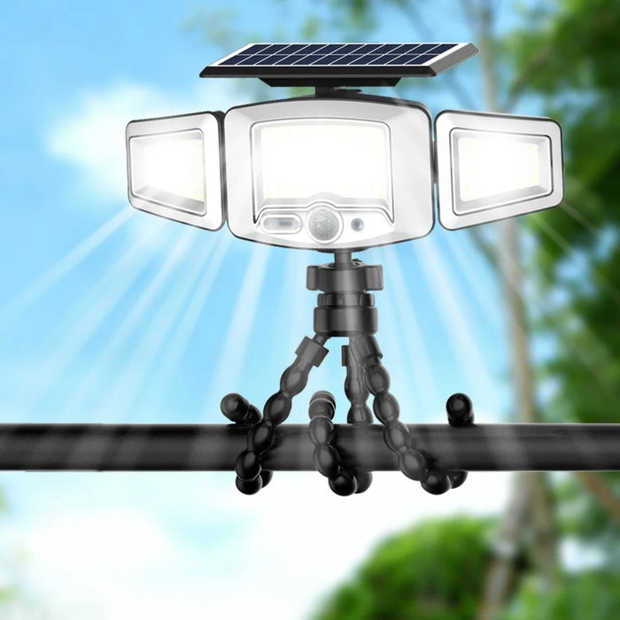 P72 2Pcs Solar Powered 3-Head LED Light PIR Motion Sensor Flexible Octopus Tripod Outdoor Lamp for Garden - 2
