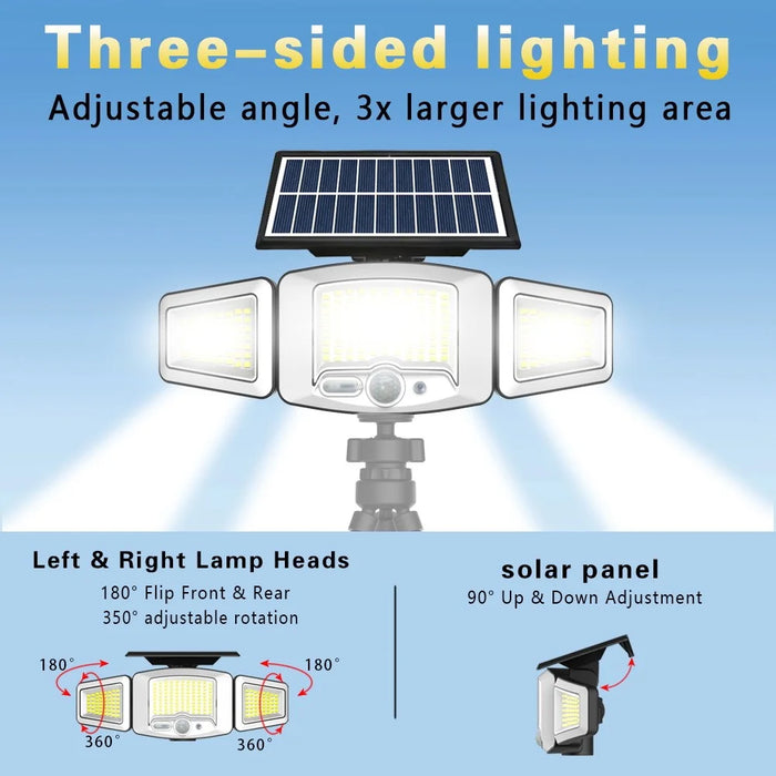 P72 2Pcs Solar Powered 3-Head LED Light PIR Motion Sensor Flexible Octopus Tripod Outdoor Lamp for Garden - 3