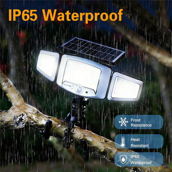 P72 2Pcs Solar Powered 3-Head LED Light PIR Motion Sensor Flexible Octopus Tripod Outdoor Lamp for Garden - 4