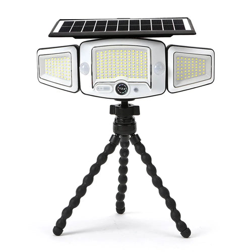 P80 Solar 3-Head Flexible Octopus Tripod LED Light 231-LED Motion Sensor IP65 Waterproof Outdoor Security Light - 1