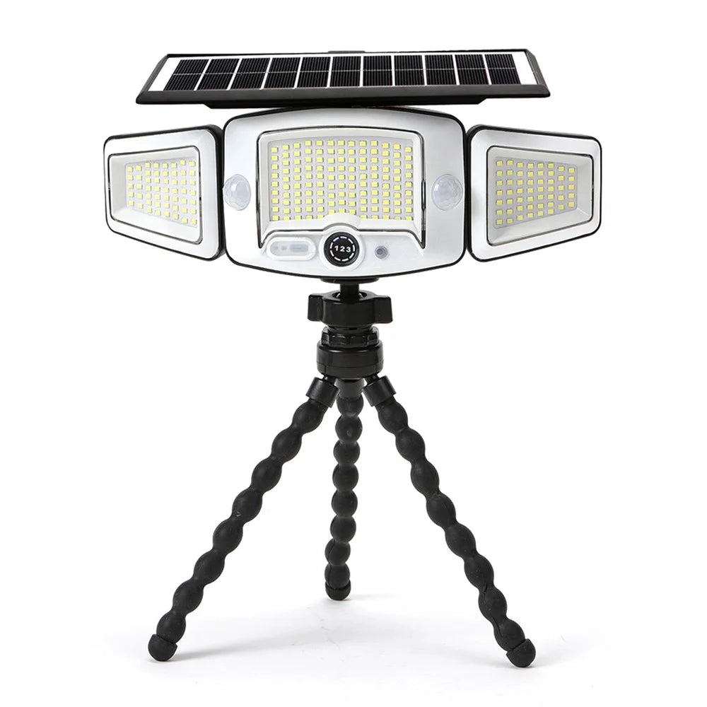 P80 Solar 3-Head Flexible Octopus Tripod LED Light 231-LED Motion Sensor IP65 Waterproof Outdoor Security Light - 1