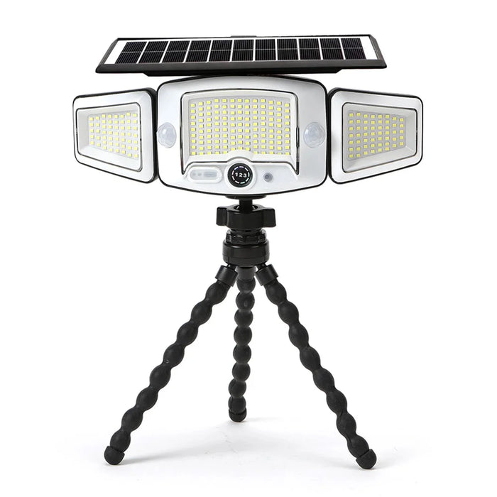 P80 Solar 3-Head Flexible Octopus Tripod LED Light 231-LED Motion Sensor IP65 Waterproof Outdoor Security Light - 1