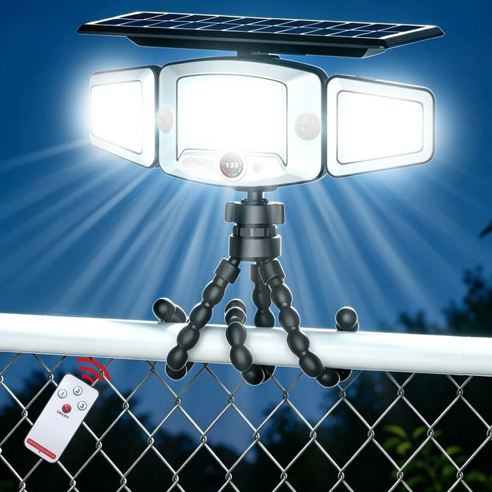 P80 Solar 3-Head Flexible Octopus Tripod LED Light 231-LED Motion Sensor IP65 Waterproof Outdoor Security Light - 2