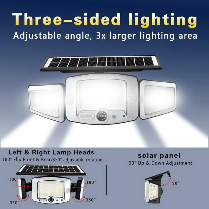 P80 Solar 3-Head Flexible Octopus Tripod LED Light 231-LED Motion Sensor IP65 Waterproof Outdoor Security Light - 4