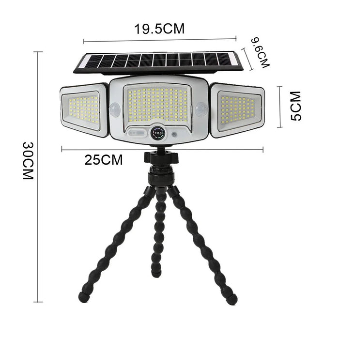P80 Solar 3-Head Flexible Octopus Tripod LED Light 231-LED Motion Sensor IP65 Waterproof Outdoor Security Light - 7