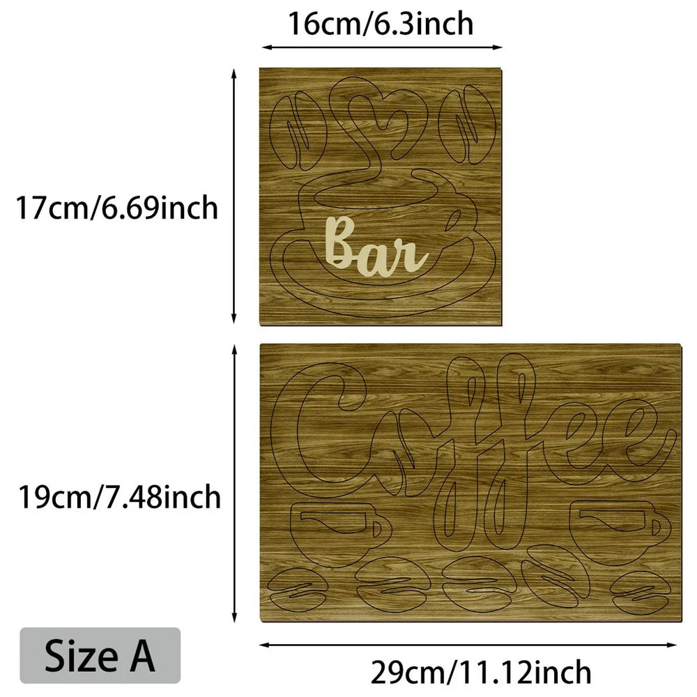 1 Set Creative Wood Coffee Bar Wall Decor 3D Letter Sign Cafe Home Bar Decoration Sticker - Brown - 6