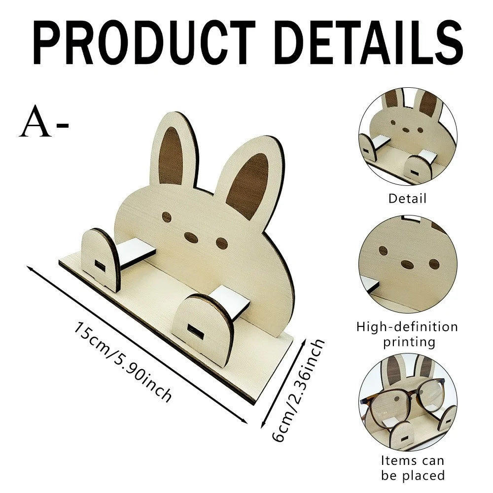 Creative Wooden Cartoon Animal Shape Desktop Organizer Phone Stand Glasses Holder - SCM2721 - 6
