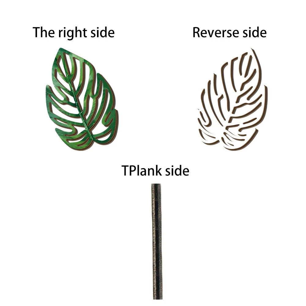Monstera Leaf Shape Wall Decor Hollow Carved Wood Tropical Plant Green Wall Art for Living Room Bedroom - SCM2401-3 - 6