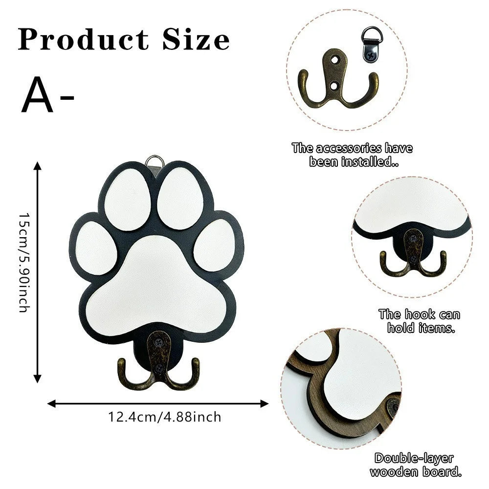 Cat Paw Design Wall Hook Key Holder Wood Dual-Hook Design Hanger for Home Decor - SCM2571 - 5
