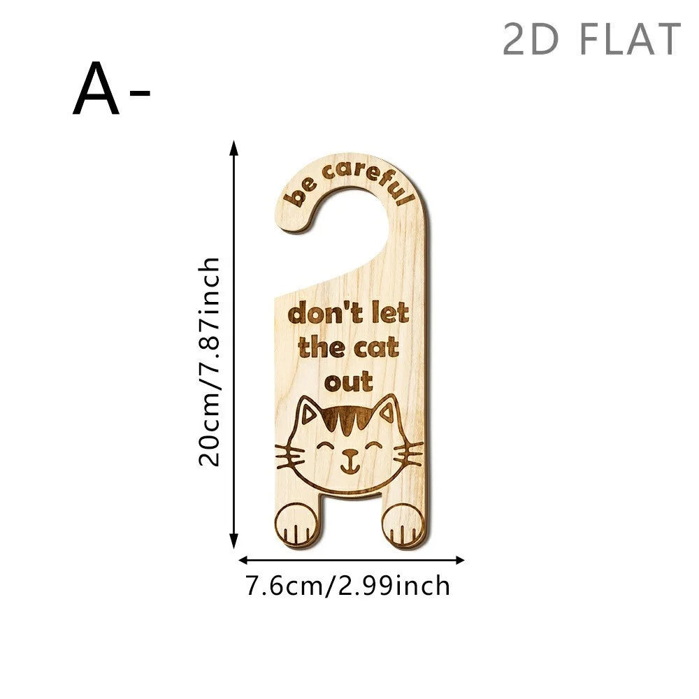 Wooden Door Hanger Sign Door Decoration Pet Cat Safety Reminder for Pet Owners - SCM2654 - 6