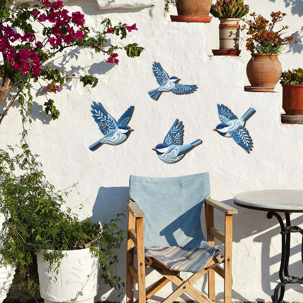 3D Nordic Bird-Shaped Wall Decor Wood Flying Bird Wall Art Stickers for Indoor Outdoor DIY Home Decoration - SCM2660 - 4