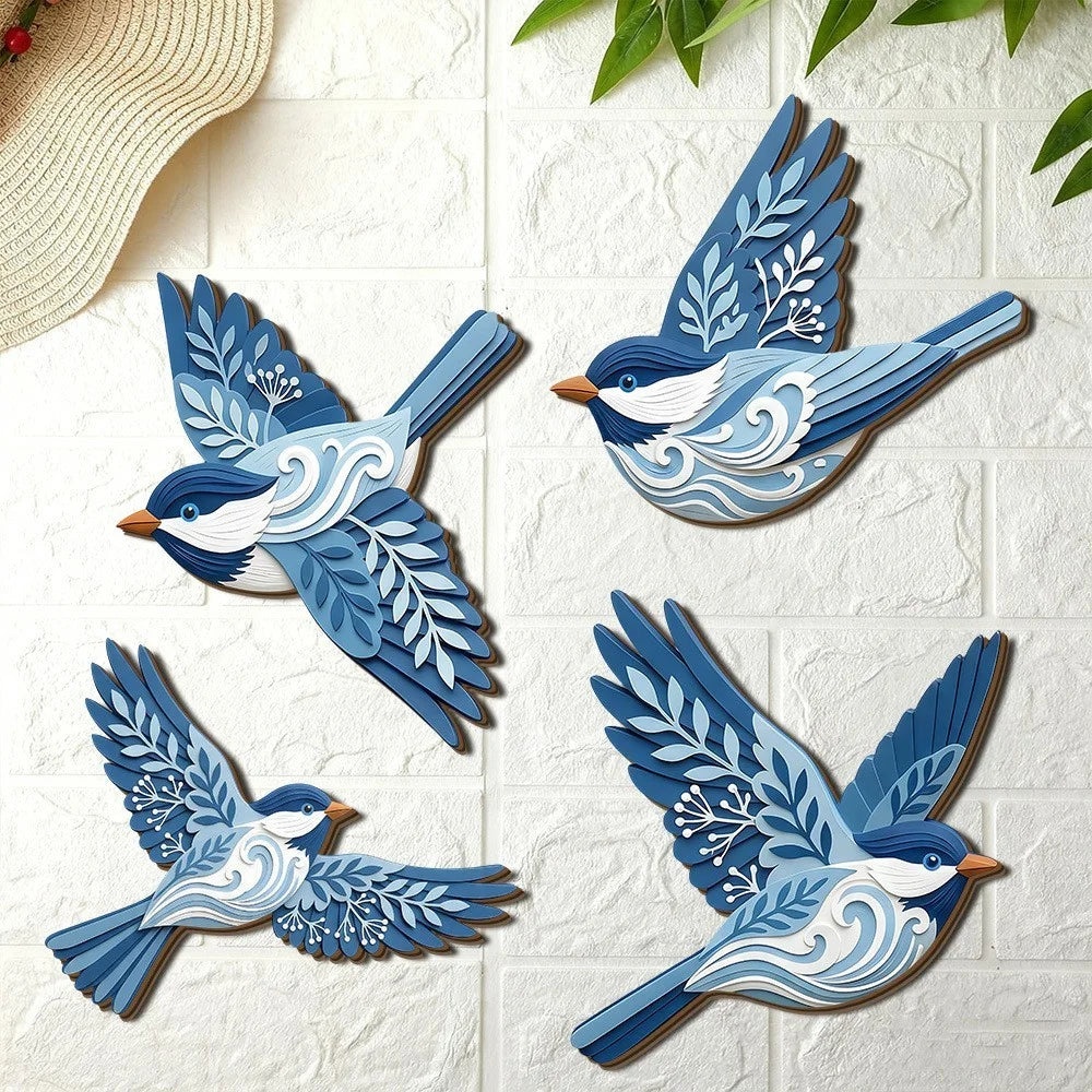 3D Nordic Bird-Shaped Wall Decor Wood Flying Bird Wall Art Stickers for Indoor Outdoor DIY Home Decoration - SCM2660 - 5