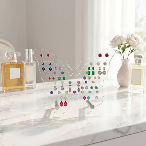 Creative Butterfly Shell Shape Earring Display Stand Clear Acrylic Jewelry Organizer for Bedroom Store - SCB1915 - 1