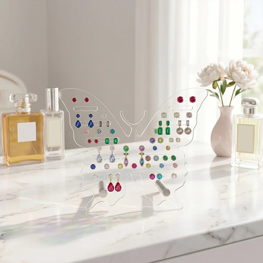 Creative Butterfly Shell Shape Earring Display Stand Clear Acrylic Jewelry Organizer for Bedroom Store - SCB1915 - 1