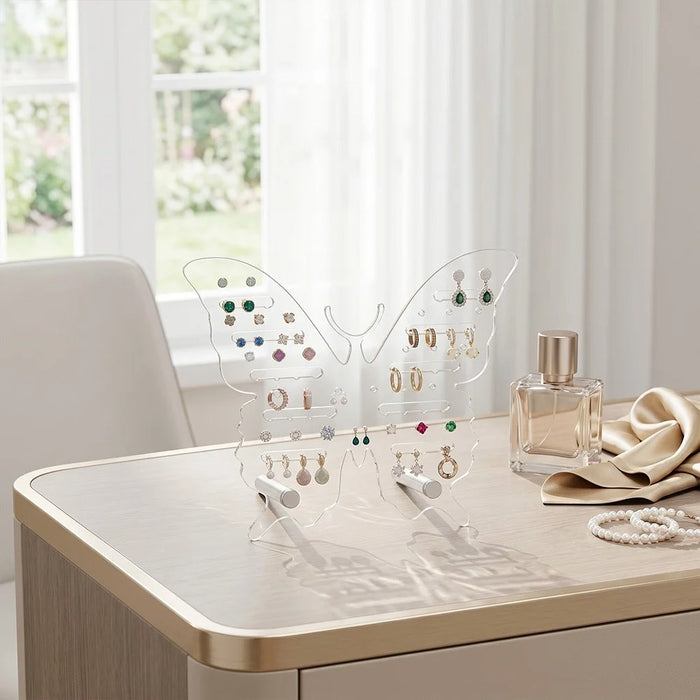 Creative Butterfly Shell Shape Earring Display Stand Clear Acrylic Jewelry Organizer for Bedroom Store - SCB1915 - 2