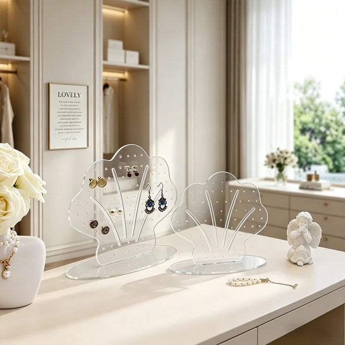 Creative Butterfly Shell Shape Earring Display Stand Clear Acrylic Jewelry Organizer for Bedroom Store - SCB1915 - 7