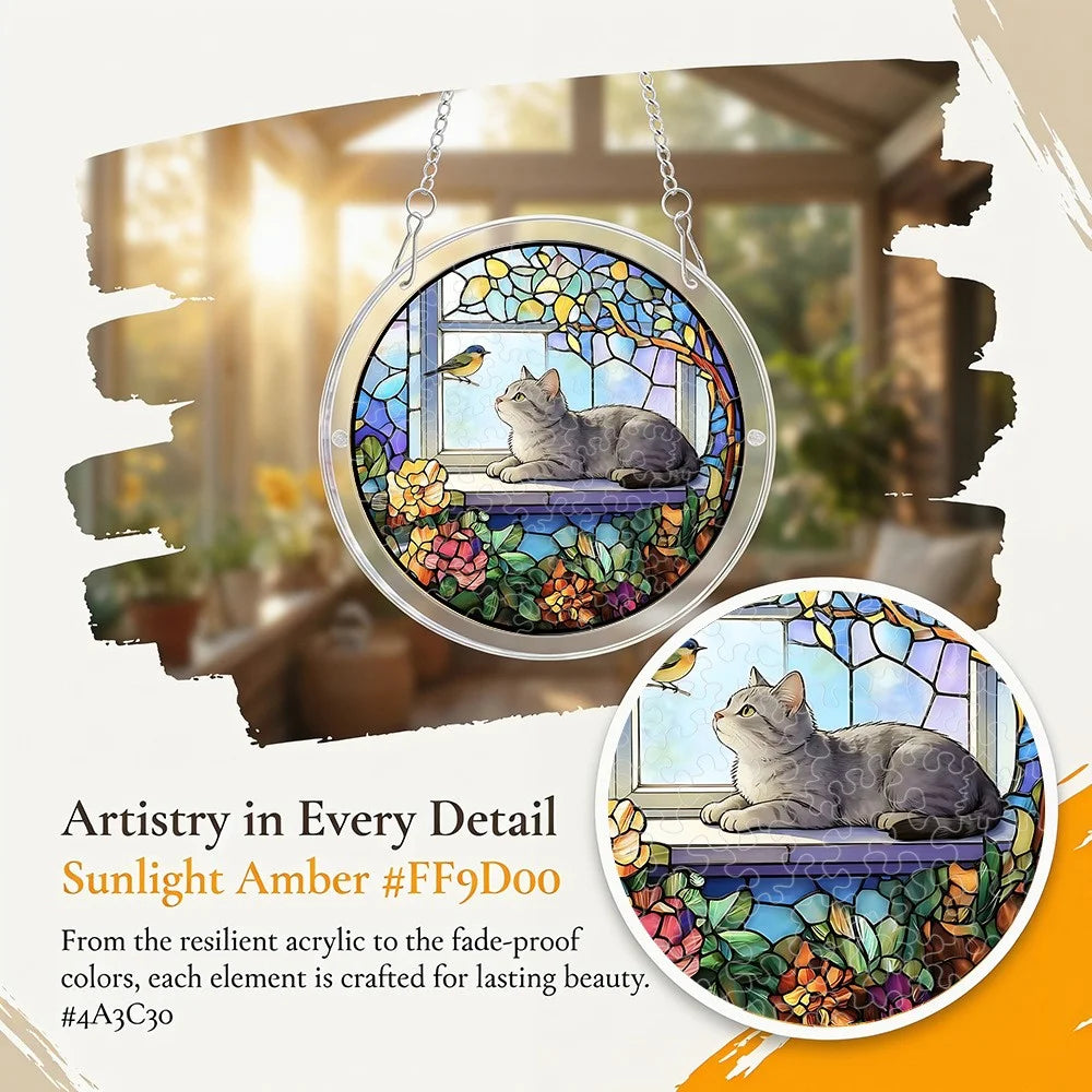 20cm Acrylic Stained Glass Style Hanging Decor UV Printed Animal Floral Window Art for Home Garden - SCK044-12 - 3