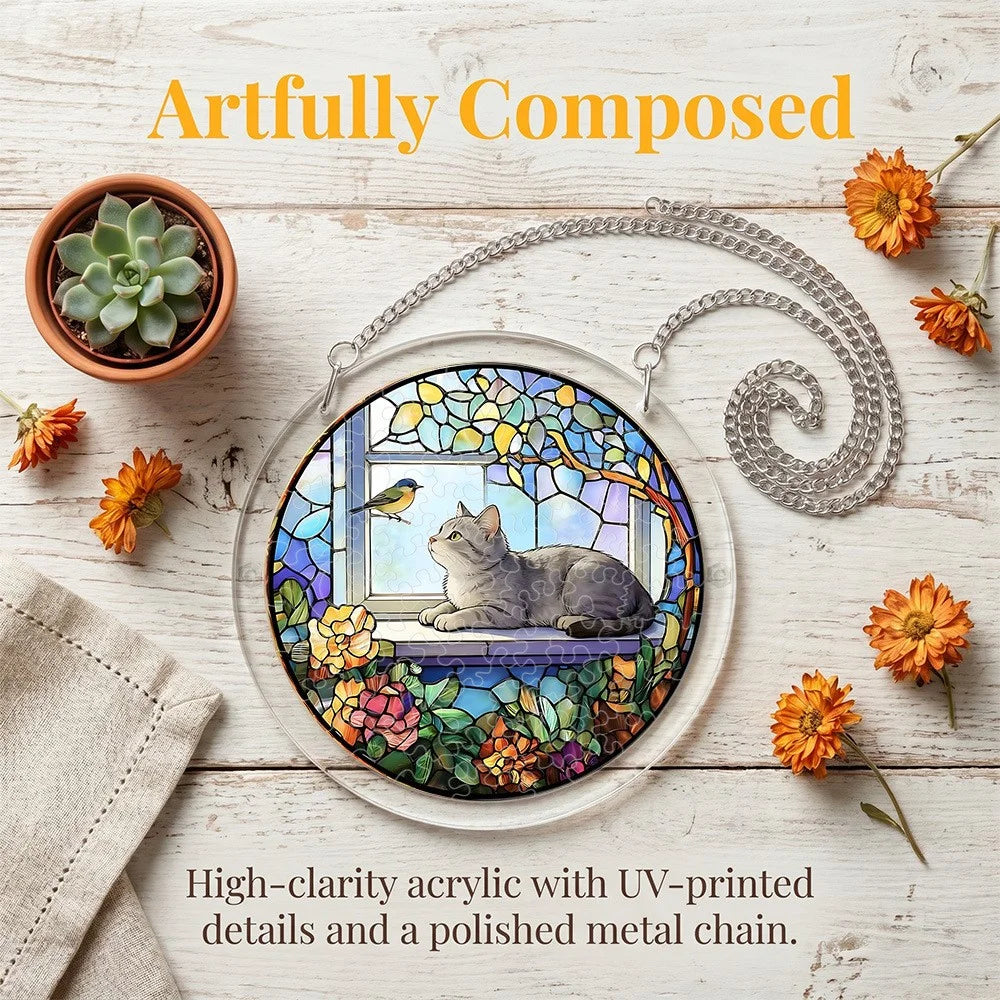 20cm Acrylic Stained Glass Style Hanging Decor UV Printed Animal Floral Window Art for Home Garden - SCK044-12 - 6