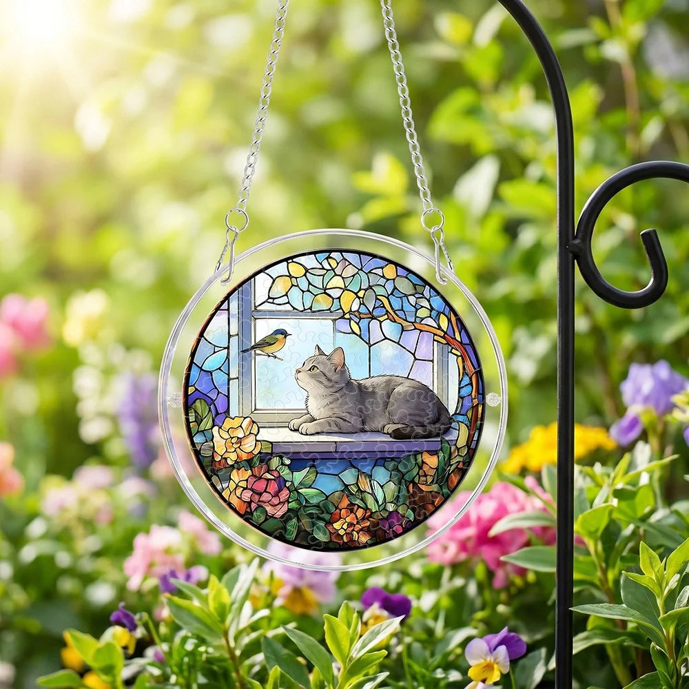 20cm Acrylic Stained Glass Style Hanging Decor UV Printed Animal Floral Window Art for Home Garden - SCK044-12 - 7
