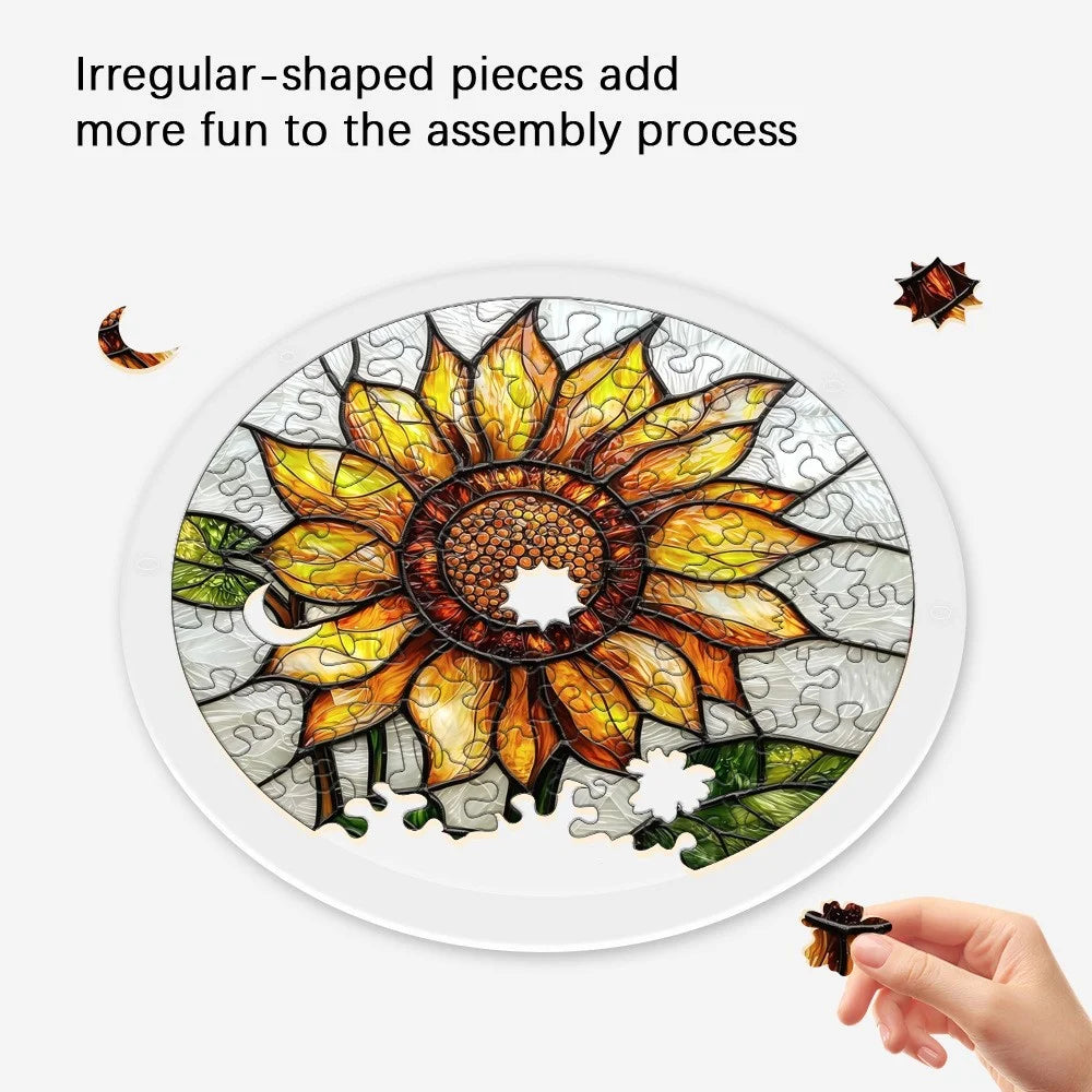20cm Acrylic Flower Puzzle Suncatcher Round Stained Glass Window Hanging UV Printed Floral Window Art DIY Gift for Home Garden - SCK022-8 - 3