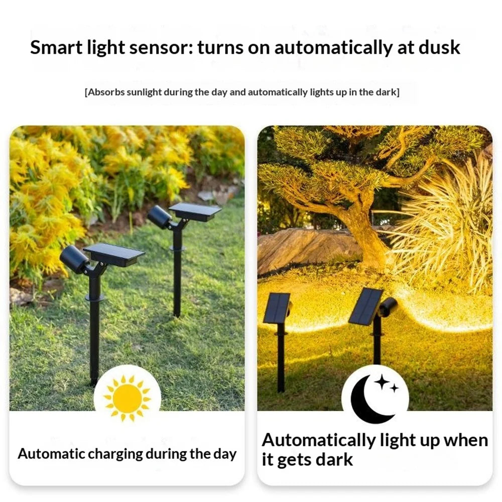 Solar Ground Spike Lights Waterproof Auto Sensor LED Garden Landscape Lights for Lawn Tree Pathway - Warm Light - 4