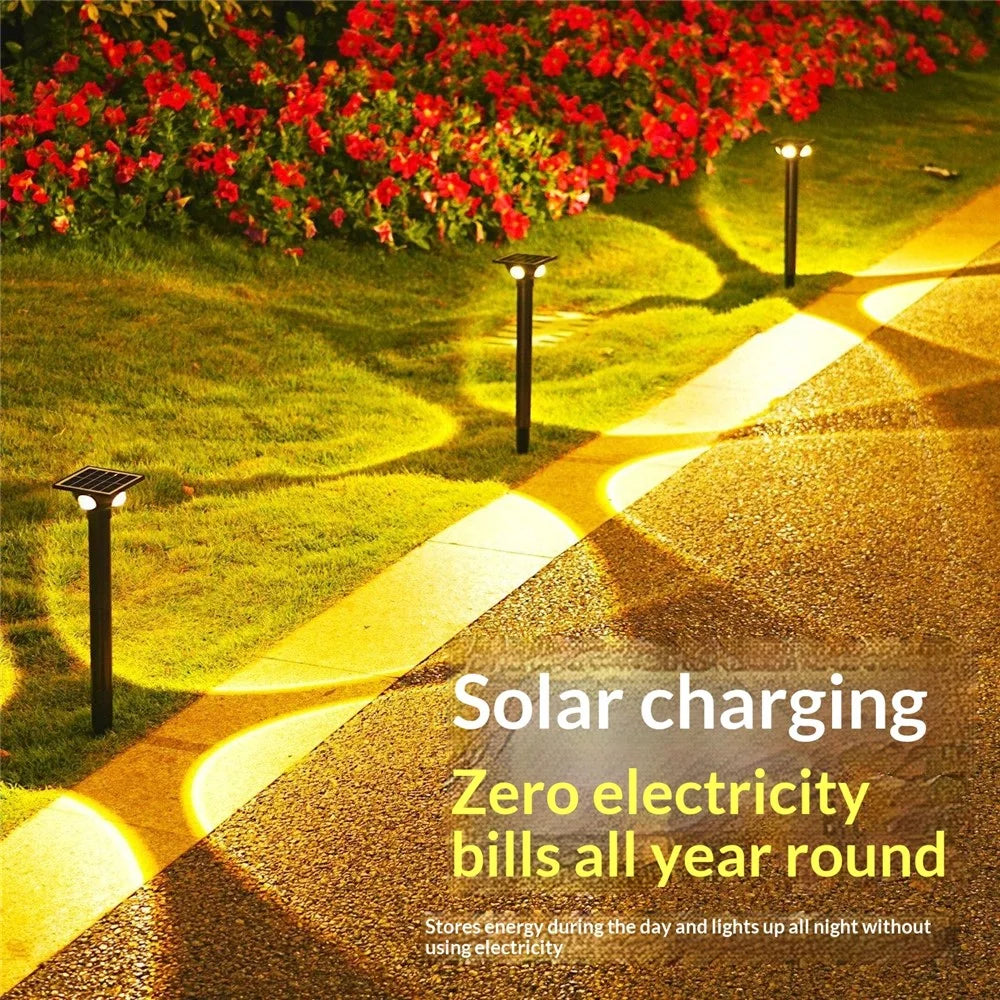 4-LED Solar Pathway Warm Spike Lights Waterproof Outdoor Garden Landscape Yard Stake Light - 3