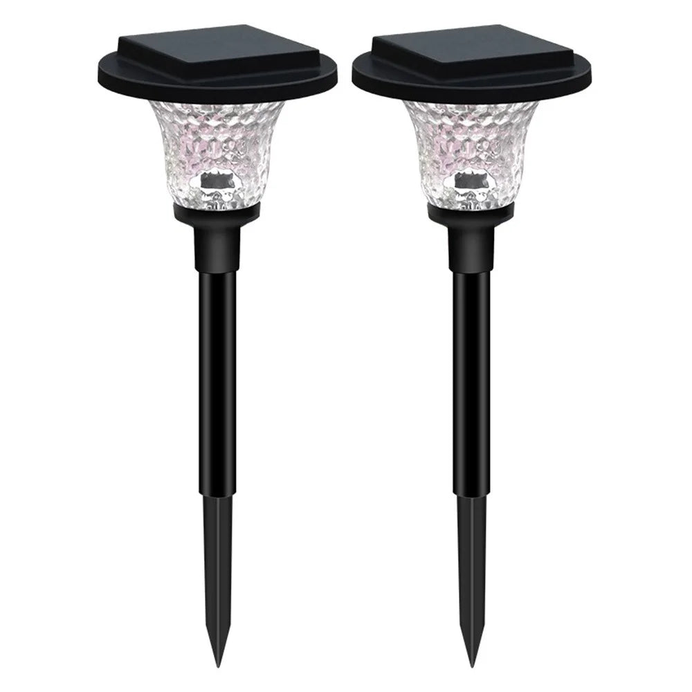 2Pcs Solar Lawn Spike Light 1000mAh Crystal Glass Shade Warm White RGB Color Changing IP65 Waterproof Ground Stake Light for Garden - 1