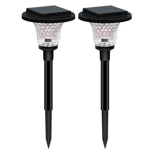 2Pcs Solar Lawn Spike Light 1000mAh Crystal Glass Shade Warm White RGB Color Changing IP65 Waterproof Ground Stake Light for Garden - 1