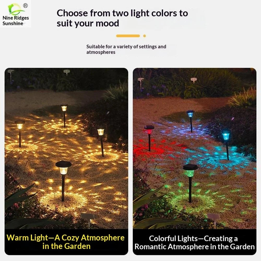 2Pcs Solar Lawn Spike Light 1000mAh Crystal Glass Shade Warm White RGB Color Changing IP65 Waterproof Ground Stake Light for Garden - 6