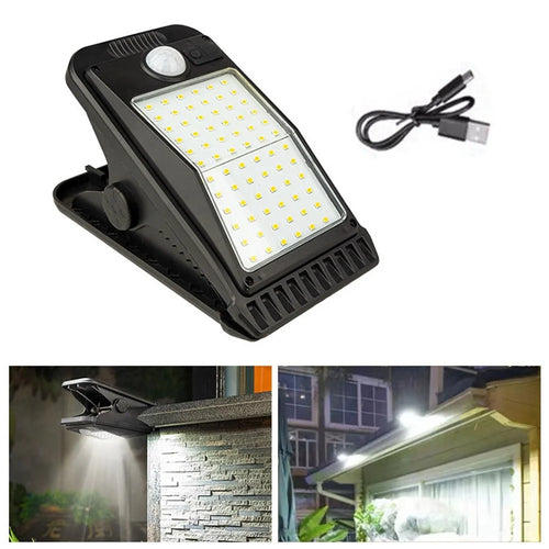 72-LED Solar Clip Light 3000mAh Motion Sensor IP65 Waterproof Clamp Wall Lamp for Outdoor Patio Garden Fence - 1