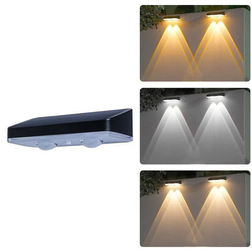 Solar Powered Dual Beam Wall Light Outdoor 3-Color Adjustable Waterproof Fence Garden Landscape Lamp - 1