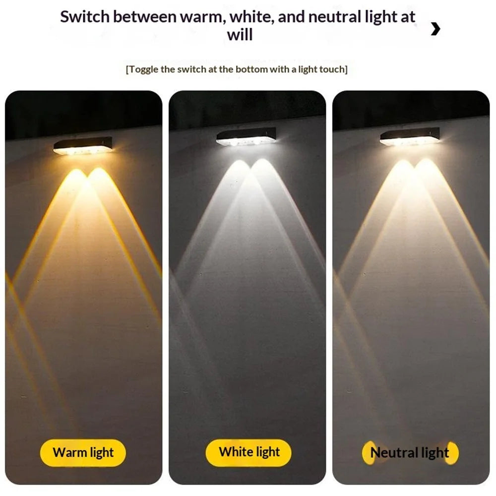 Solar Powered Dual Beam Wall Light Outdoor 3-Color Adjustable Waterproof Fence Garden Landscape Lamp - 3