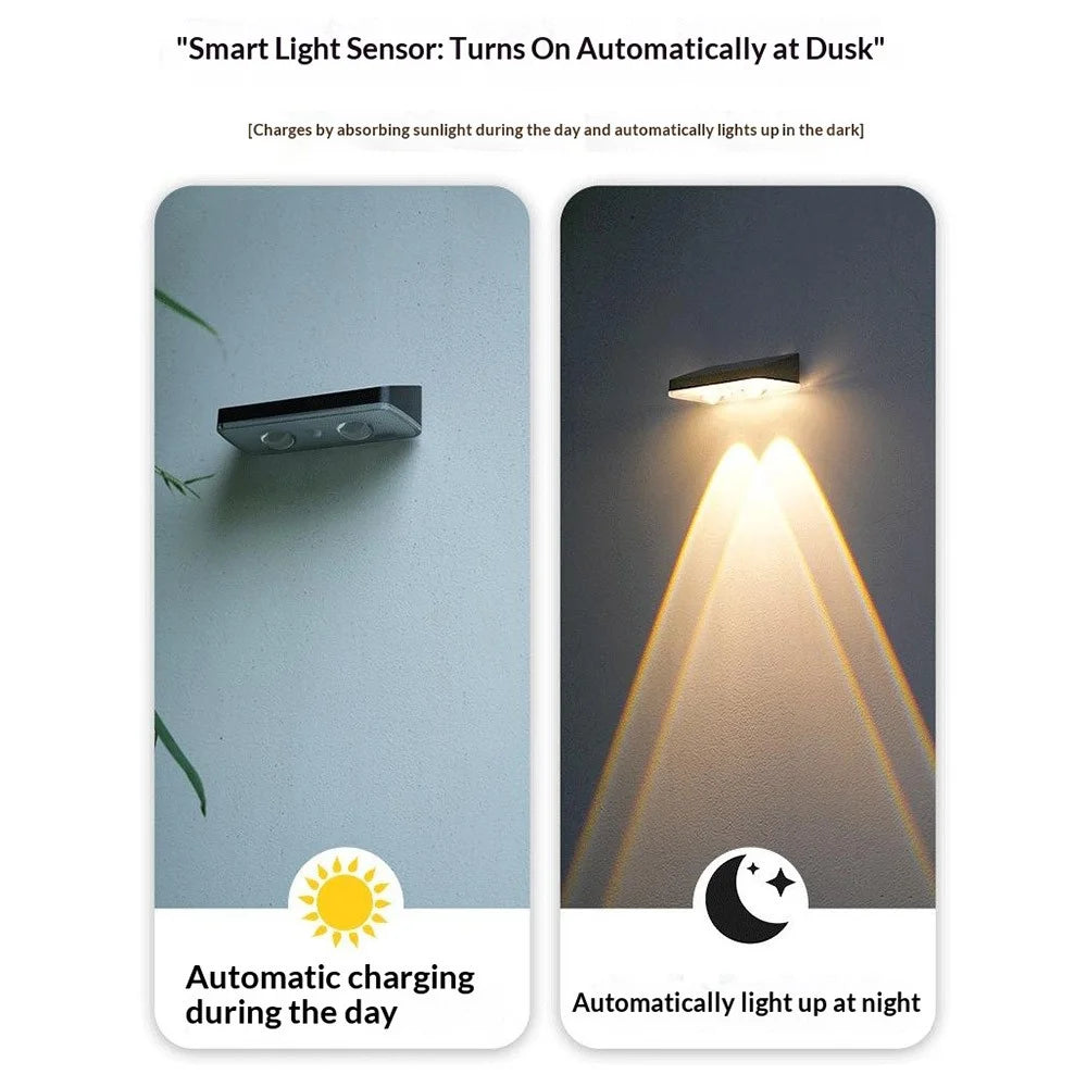 Solar Powered Dual Beam Wall Light Outdoor 3-Color Adjustable Waterproof Fence Garden Landscape Lamp - 4