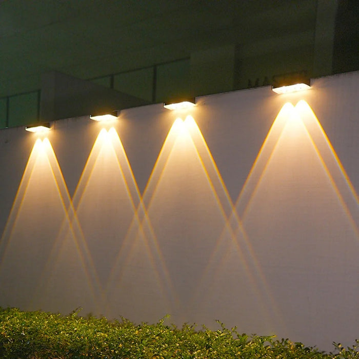 2Pcs Solar Powered Dual Beam Wall Light Outdoor 3-Color Adjustable Waterproof Fence Garden Landscape Lamp - 7