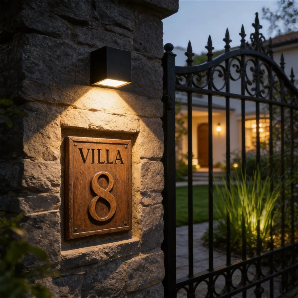 Solar Powered Square Wall Light Outdoor Garden Fence IP55 Waterproof Decoration Warm Light for Yard - Warm White Light - 2