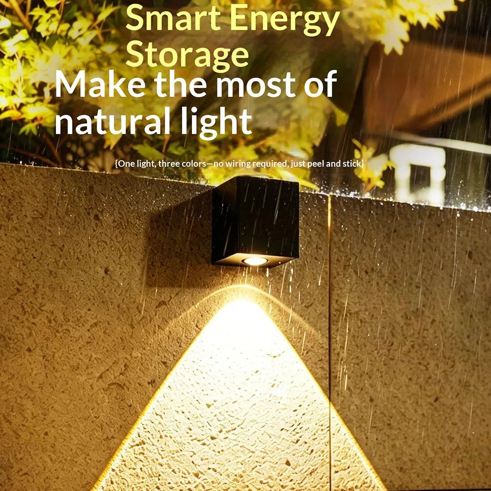 Solar Powered Wall Light Monocrystalline Panel 3-Color Temperature 1500mAh Waterproof Wall Lamp for House Number Garden Patio - 2