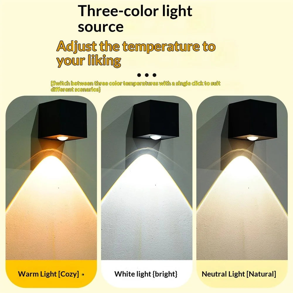 Solar Powered Wall Light Monocrystalline Panel 3-Color Temperature 1500mAh Waterproof Wall Lamp for House Number Garden Patio - 6