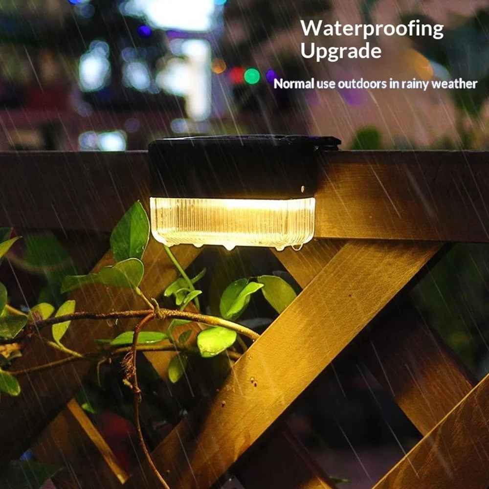 Solar Powered Fence Light IP55 Waterproof Dual Modes 3000K Warm White RGB LED Garden Stair Railing Lamp - 2