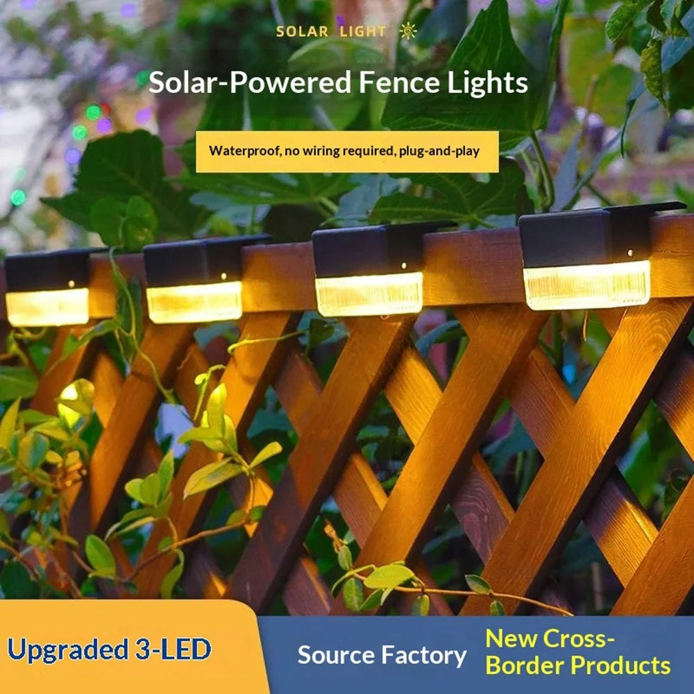 4Pcs Solar Powered Fence Light IP55 Waterproof Dual Modes 3000K Warm White RGB LED Garden Stair Railing Lamp - 3