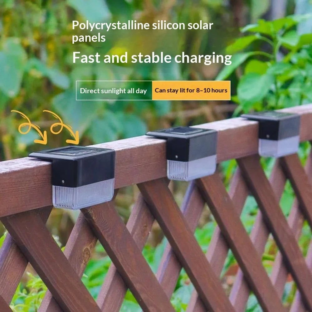4Pcs Solar Powered Fence Light IP55 Waterproof Dual Modes 3000K Warm White RGB LED Garden Stair Railing Lamp - 4
