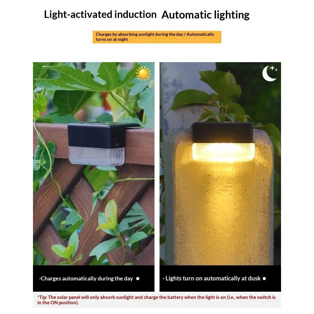 4Pcs Solar Powered Fence Light IP55 Waterproof Dual Modes 3000K Warm White RGB LED Garden Stair Railing Lamp - 6