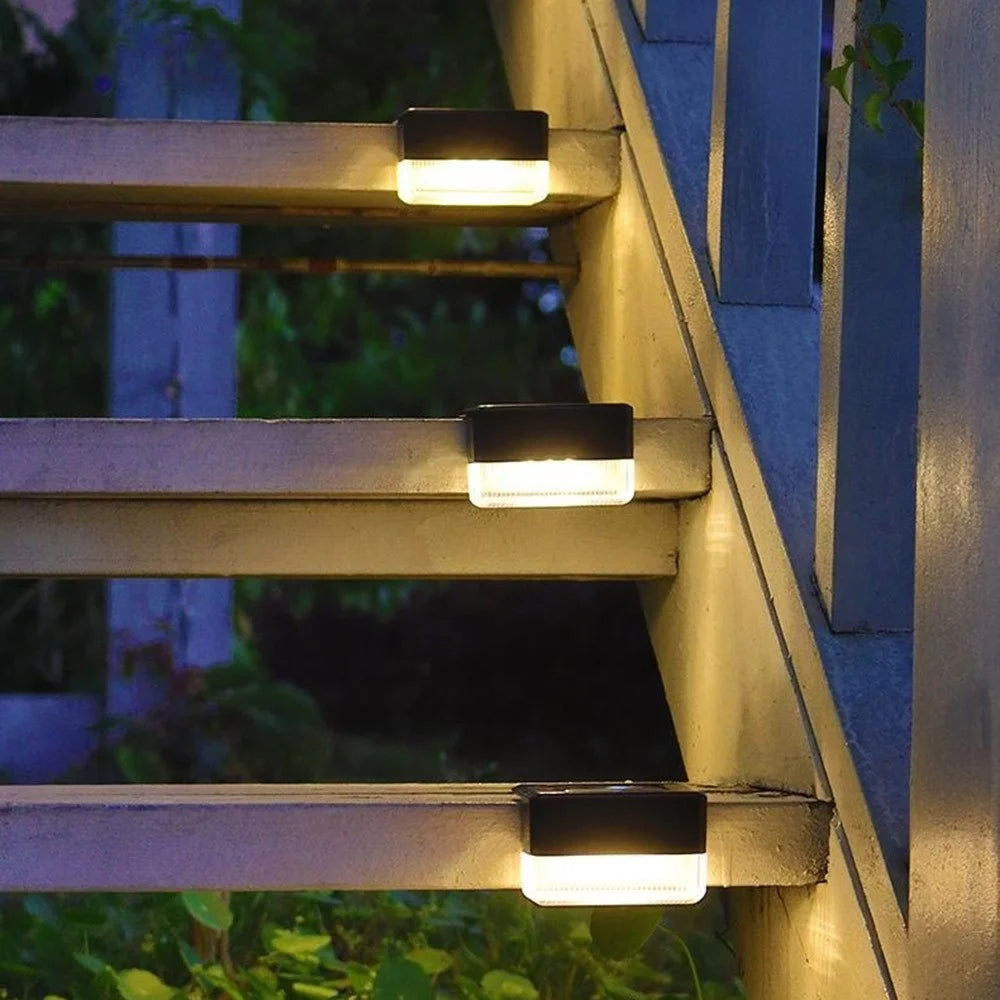 4Pcs Solar Powered Fence Light IP55 Waterproof Dual Modes 3000K Warm White RGB LED Garden Stair Railing Lamp - 7