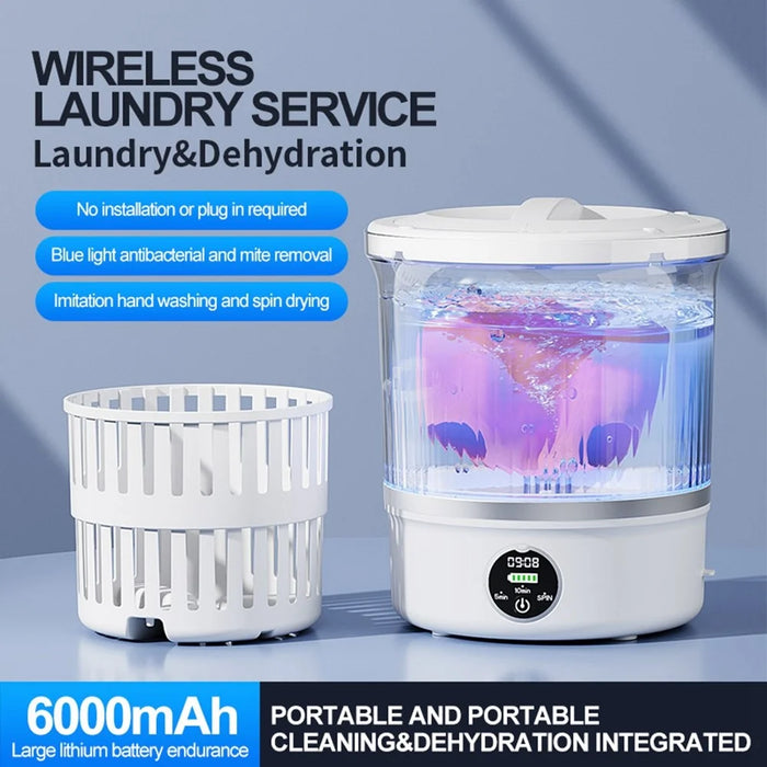 P-2 Mini Washing Machine Rechargeable 3L Portable Underwear Sock Washer 16000RPM with Spin Dry - 4